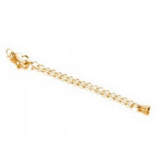 Stainless steel extension chain with lobster clasp and drop Gold